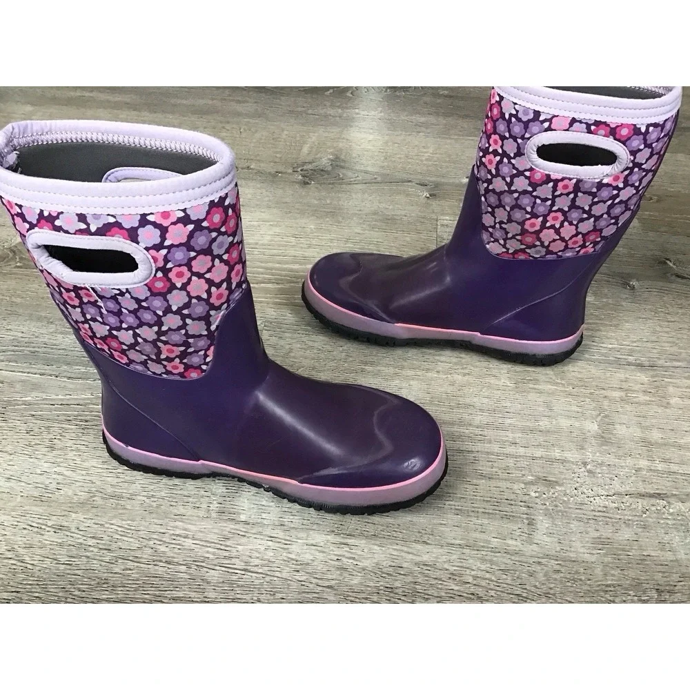 BOGS Grasp Flowers Youth Girls Size 6 Snow Boots 78759 Purple Waterproof Winter